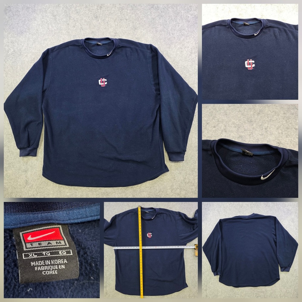 VTG UConn‎ Huskies Nike Team Sweatshirt Mens XL Thermal Fleece Crewneck Pullover